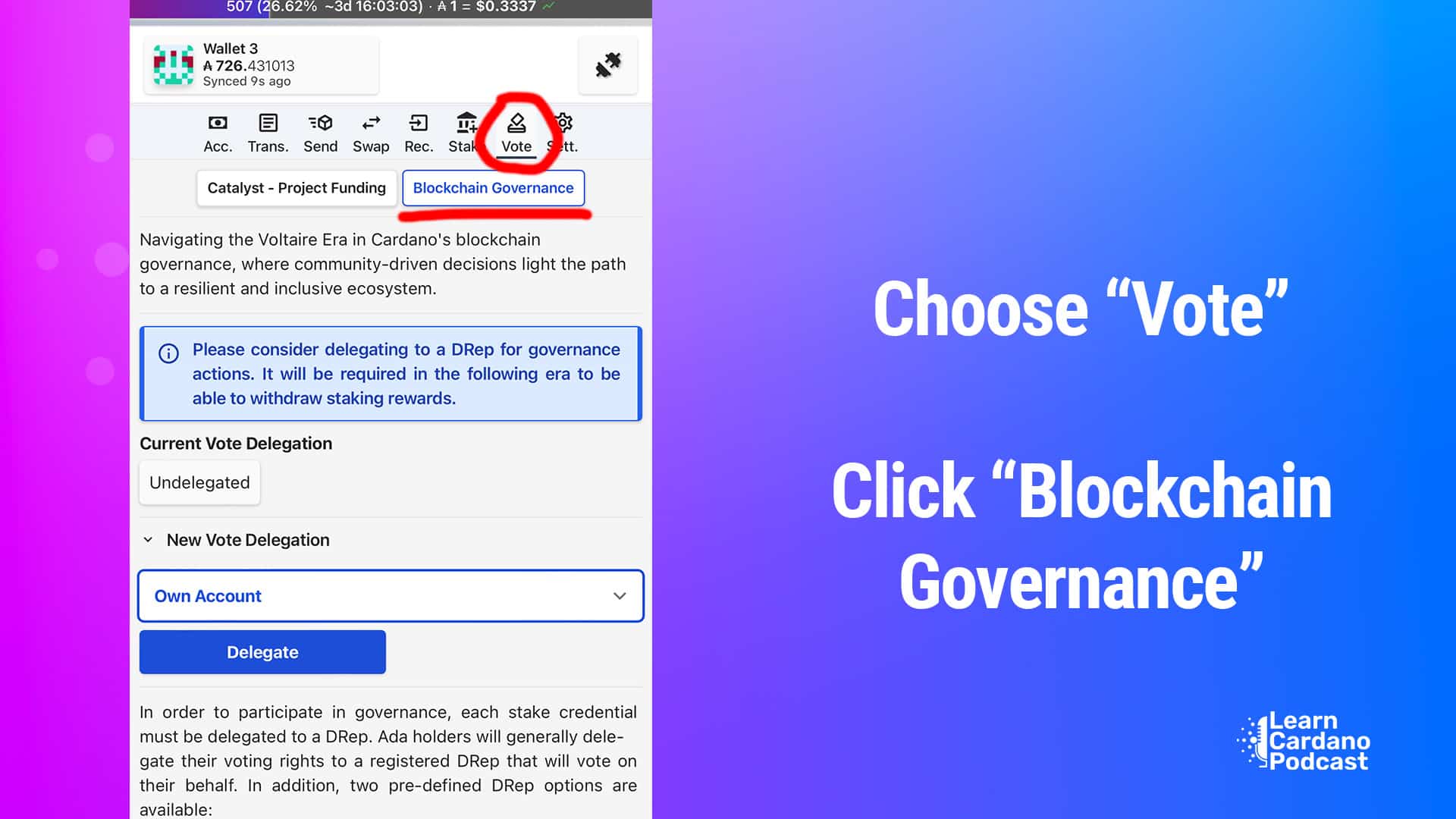 How to Delegate to a DRep in 4 Easy Steps with Eternl Wallet